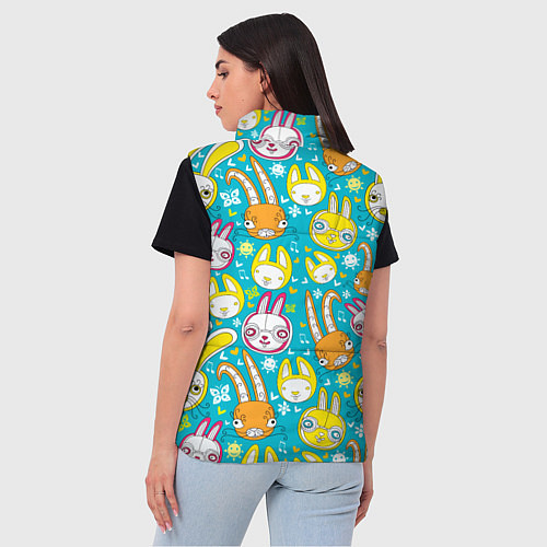 Женский жилет Разноцветные зайцы / 3D-Черный – фото 4