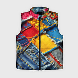 Женский жилет Colorful denim patchwork - ai art, цвет: 3D-светло-серый