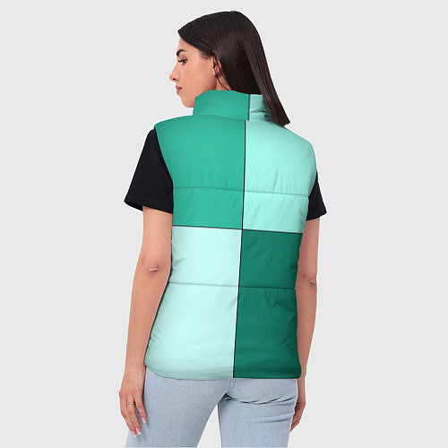 Женский жилет Геометричный зелёный и мятный / 3D-Черный – фото 4