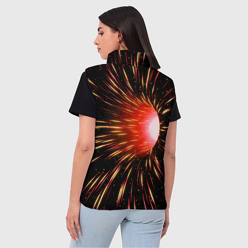 Женский жилет Червоточина - огненные лучи / 3D-Светло-серый – фото 4