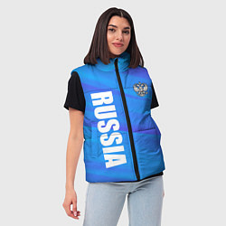 Женский жилет Россия - синие волны, цвет: 3D-красный — фото 2