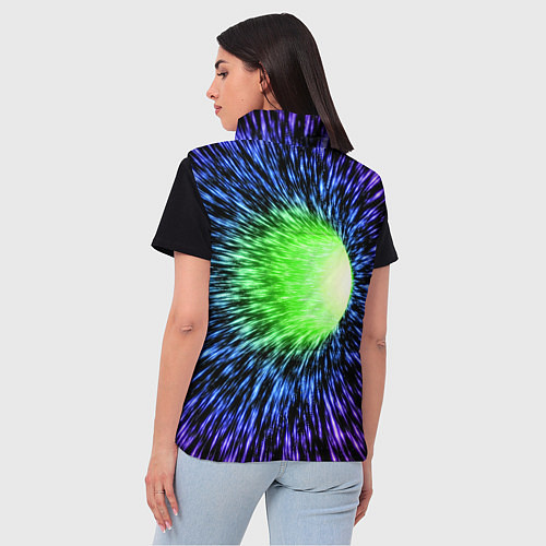 Женский жилет Червоточина - градиентные лучи со свечением / 3D-Черный – фото 4