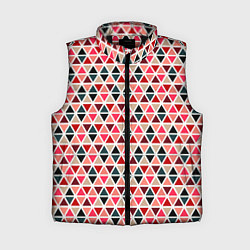 Женский жилет Бирюзово-розовый геометричный треугольники, цвет: 3D-черный