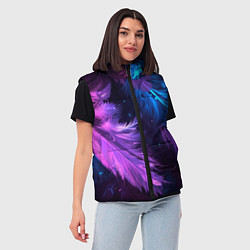 Женский жилет Искрящиеся перья в розовых и голубых оттенках, цвет: 3D-красный — фото 2