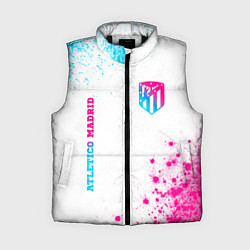 Женский жилет Atletico Madrid neon gradient style вертикально, цвет: 3D-черный