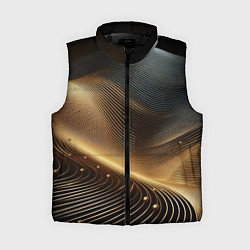Женский жилет Золотые линии с шариками, цвет: 3D-черный