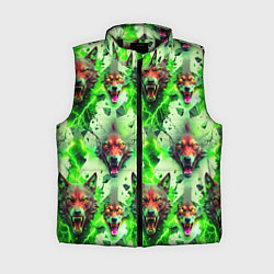 Женский жилет Волки эпический паттерн, цвет: 3D-черный
