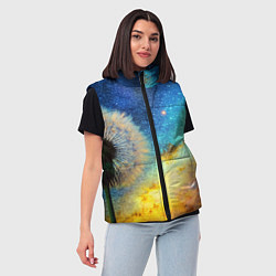 Женский жилет Одуванчик и космос, цвет: 3D-черный — фото 2