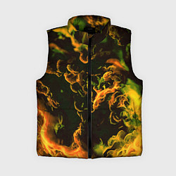 Женский жилет Жёлтое огненное пламя инферно - inferno yellow, цвет: 3D-черный