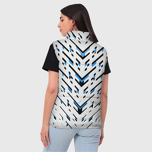 Женский жилет Black and blue stripes on a white background / 3D-Черный – фото 4