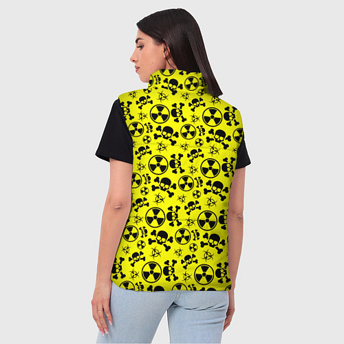 Женский жилет Опасные знаки со скелетами паттерн / 3D-Красный – фото 4