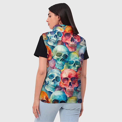 Женский жилет Красочный узор с черепами / 3D-Красный – фото 4