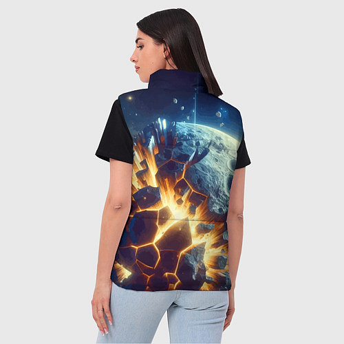Женский жилет Взрыв планеты - космос от нейросети / 3D-Черный – фото 4
