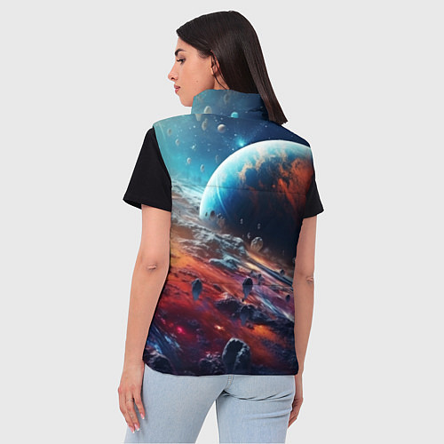 Женский жилет Космос фантастическая планета / 3D-Черный – фото 4