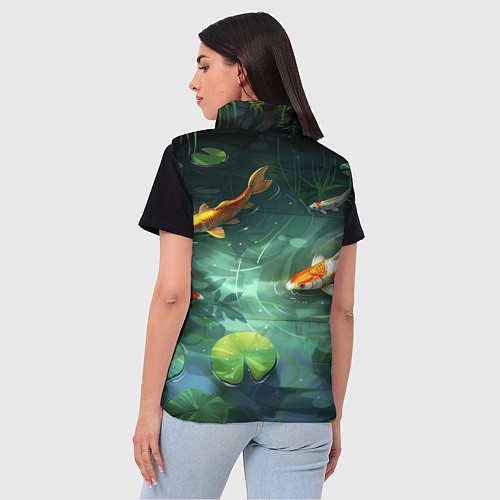 Женский жилет Рыбки Кои плавают в пруду / 3D-Красный – фото 4