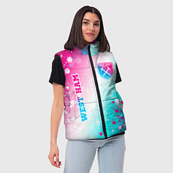 Женский жилет West Ham neon gradient style вертикально, цвет: 3D-черный — фото 2