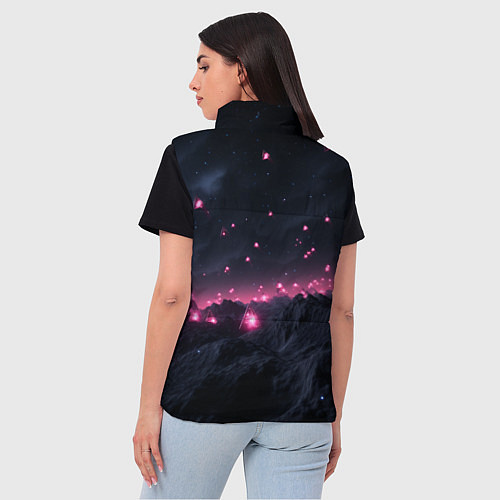 Женский жилет Яркие пирамидки в космосе / 3D-Черный – фото 4