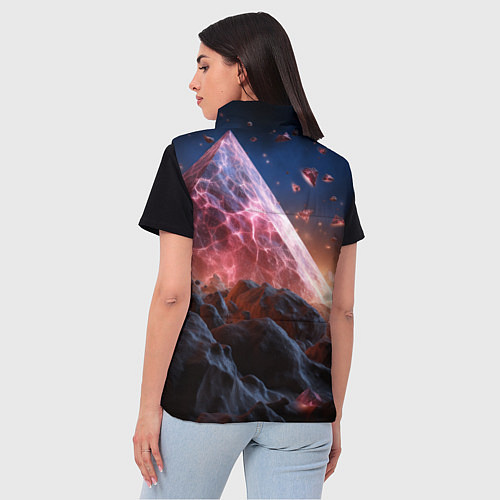 Женский жилет Абстрактная пирамида космическая / 3D-Черный – фото 4
