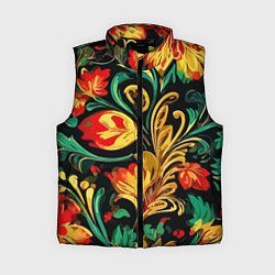 Женский жилет Хохлома акварель, цвет: 3D-черный