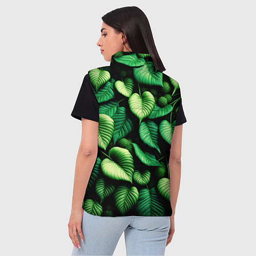 Женский жилет Зеленые листья и мох / 3D-Светло-серый – фото 4