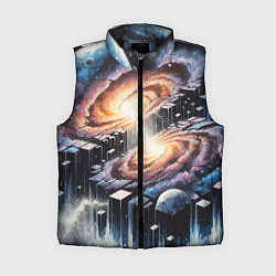 Женский жилет Слияние двух галактик - неоновое свечение, цвет: 3D-черный