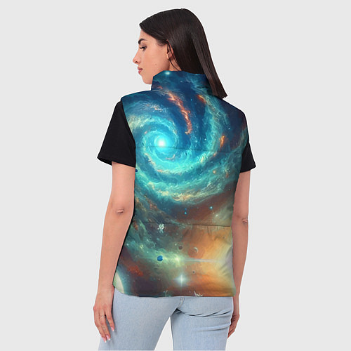 Женский жилет Неоновая далёкая галактика - нейросеть / 3D-Светло-серый – фото 4