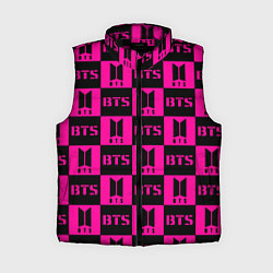 Женский жилет BTS pattern pink logo, цвет: 3D-черный