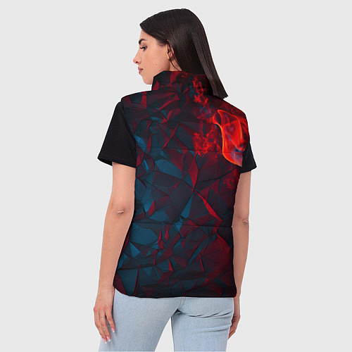 Женский жилет Темная абстракция с разломом красных плит / 3D-Красный – фото 4