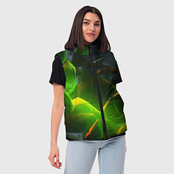 Женский жилет Зеленая абстрактная неоновая текстура, цвет: 3D-черный — фото 2