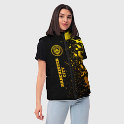 Женский жилет Manchester City - gold gradient по-вертикали, цвет: 3D-черный — фото 2