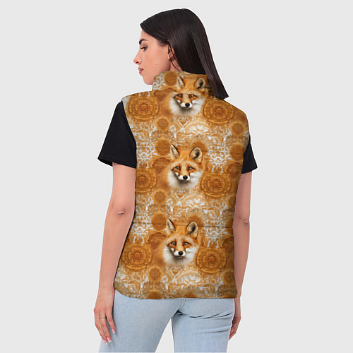 Женский жилет Лакшери паттерн с золотыми лисицами / 3D-Черный – фото 4