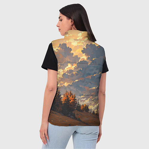 Женский жилет Вечерний закат - аниме / 3D-Черный – фото 4