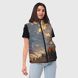 Женский жилет Вечерний закат - аниме, цвет: 3D-черный — фото 2