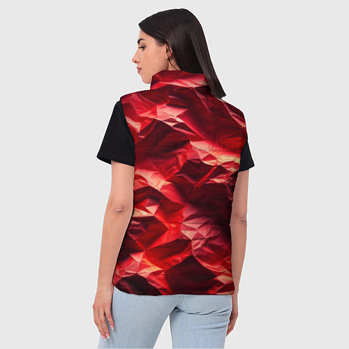 Женский жилет Эффект текстуры мятой красной бумаги / 3D-Черный – фото 4