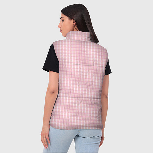 Женский жилет Розовый паттерн клетка / 3D-Светло-серый – фото 4