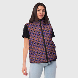 Женский жилет Фиолетово-коричневые волнистые линии, цвет: 3D-светло-серый — фото 2