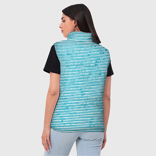 Женский жилет Бело-голубой полосы / 3D-Черный – фото 4