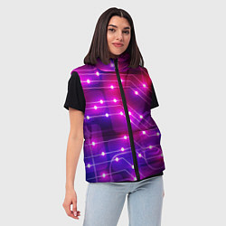 Женский жилет Неоновый фон печатной платы, цвет: 3D-светло-серый — фото 2