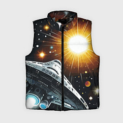 Женский жилет Космолёт в неоновом космосе - нейросеть
