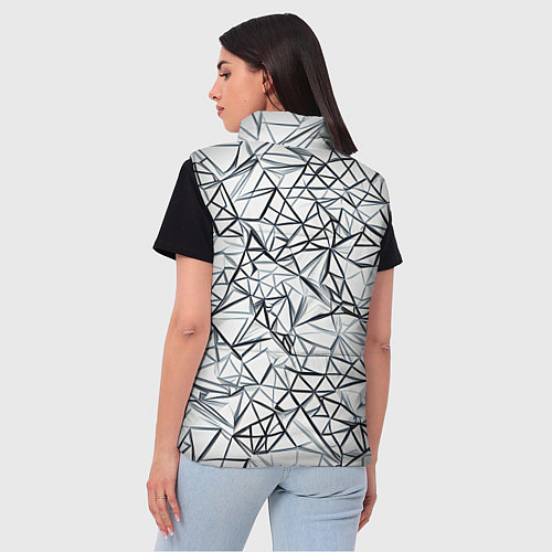 Женский жилет Чёрные хаотичные линии на белом фоне / 3D-Черный – фото 4