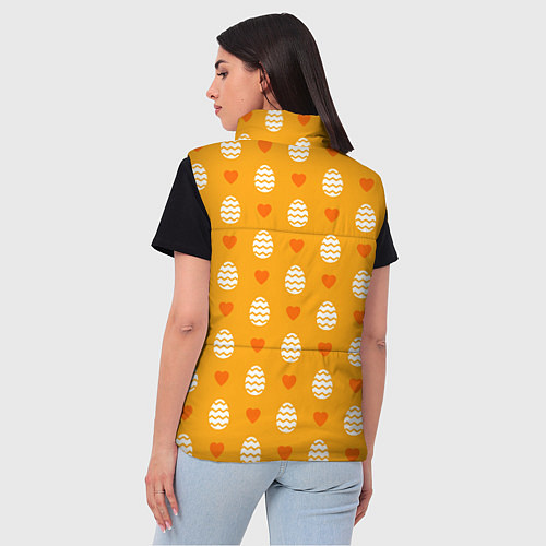 Женский жилет Оранжевый паттерн с яйцами и сердечками / 3D-Черный – фото 4