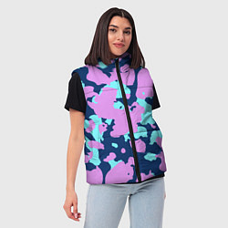 Женский жилет Паттерн с сиреневыми и голубыми пятнами, цвет: 3D-светло-серый — фото 2