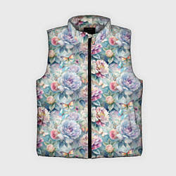 Женский жилет Цветы и бабочки летний паттерн, цвет: 3D-светло-серый