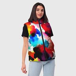 Женский жилет Абстрактная акварельная композиция, цвет: 3D-красный — фото 2