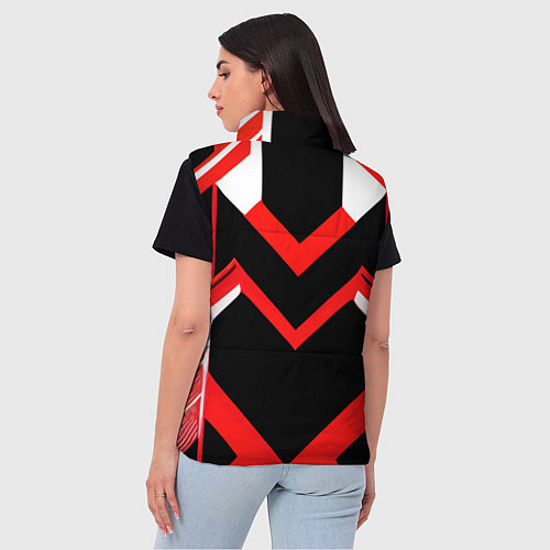 Женский жилет Красно-белые полосы и чёрный фон / 3D-Красный – фото 4