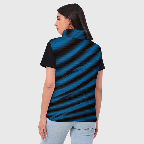 Женский жилет Полосатый чёрно-синий / 3D-Черный – фото 4