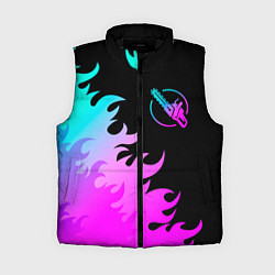Женский жилет Chainsaw Man неоновый огонь, цвет: 3D-черный
