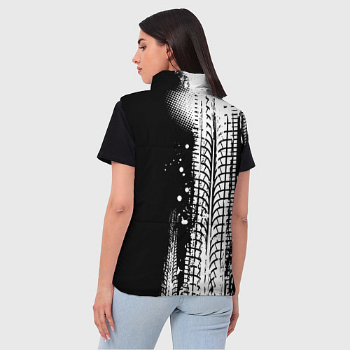 Женский жилет Ламборгини - следы от шин / 3D-Черный – фото 4