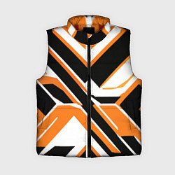 Женский жилет Чёрно-оранжевые широкие линии на белом фоне