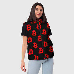 Женский жилет Bitcoin red logo money, цвет: 3D-красный — фото 2